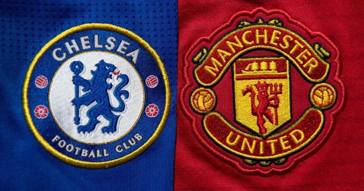 Logos de Chelsea y Manchester United en tela Logos de Chelsea y Manchester United en tela