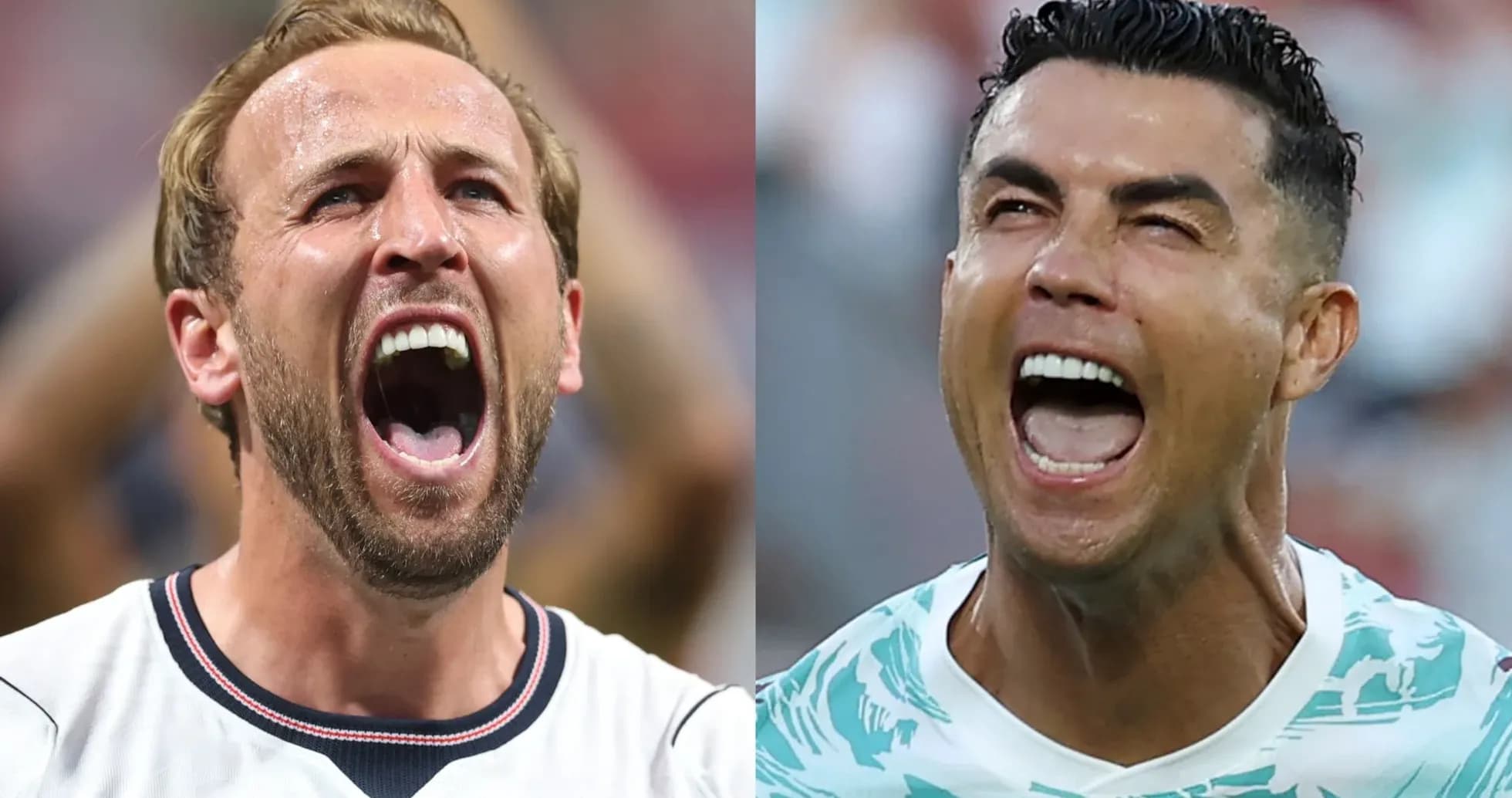 Harry Kane y Cristiano Ronaldo gritando en el campo Harry Kane y Cristiano Ronaldo gritando en el campo