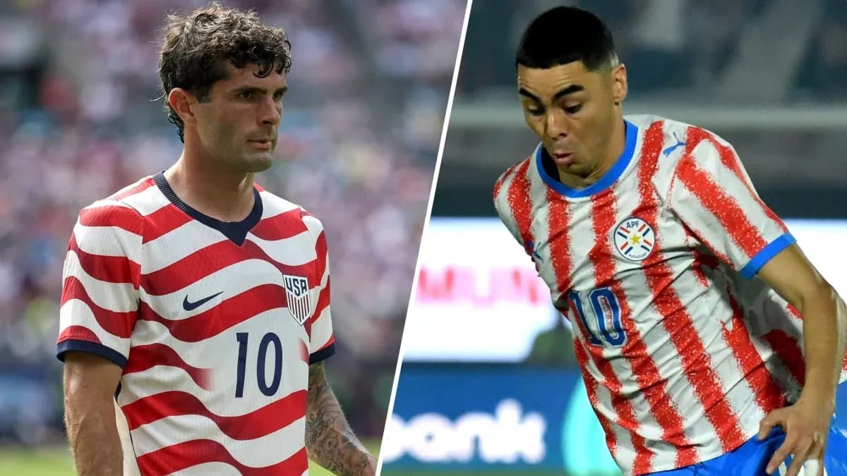 Jugadores de EE. UU. y Paraguay en el partido Jugadores de EE. UU. y Paraguay en el partido