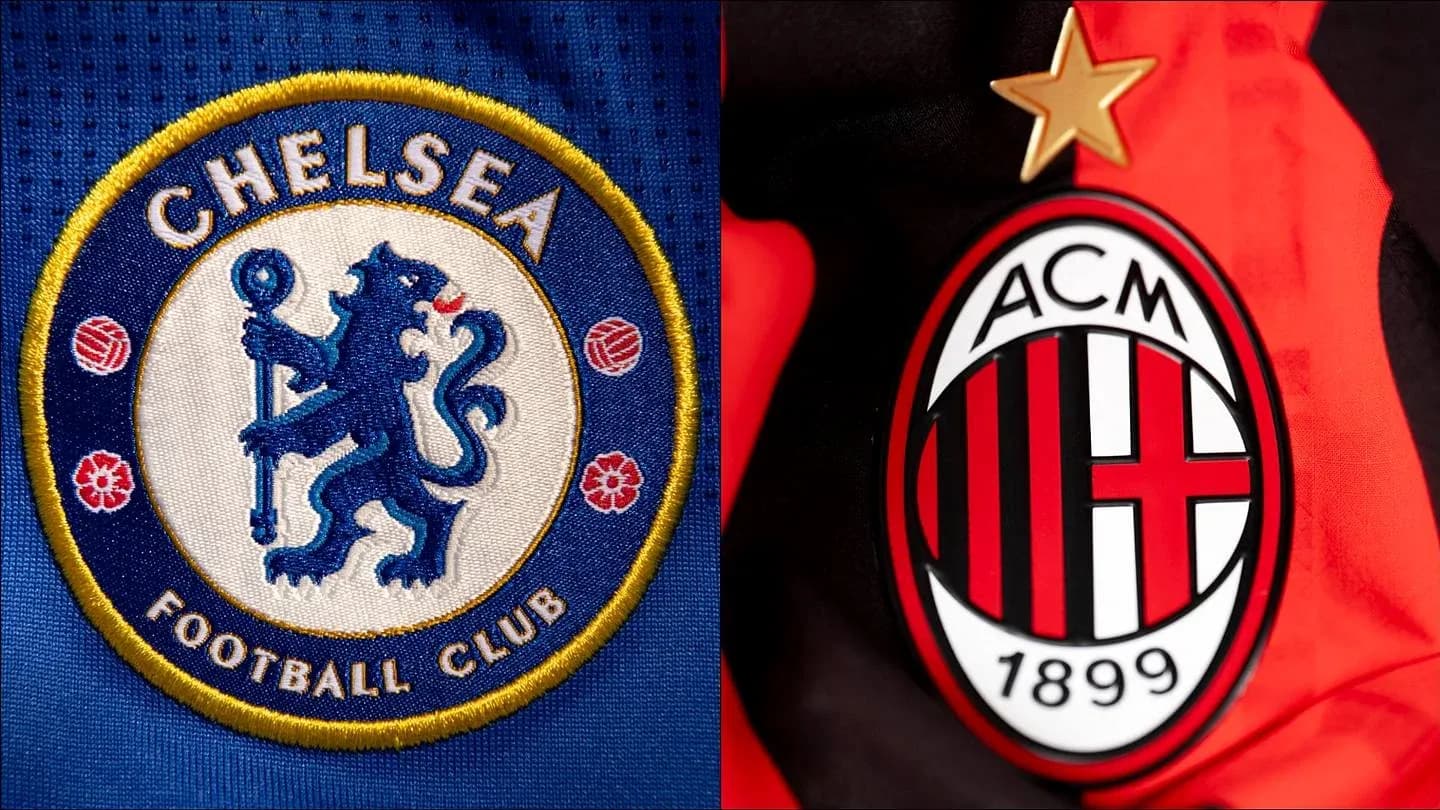 Emblemas de Chelsea y AC Milan en camisetas Emblemas de Chelsea y AC Milan en camisetas