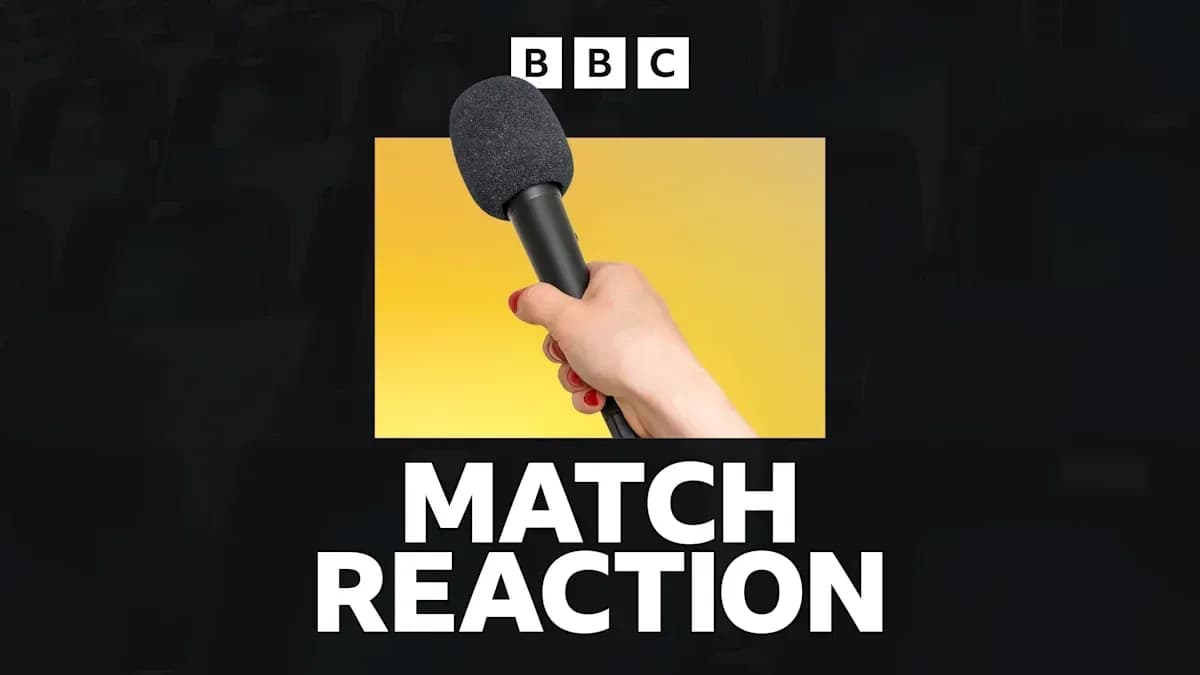 Mic in hand with text 'MATCH REACTION' below Mic in hand with text 'MATCH REACTION' below