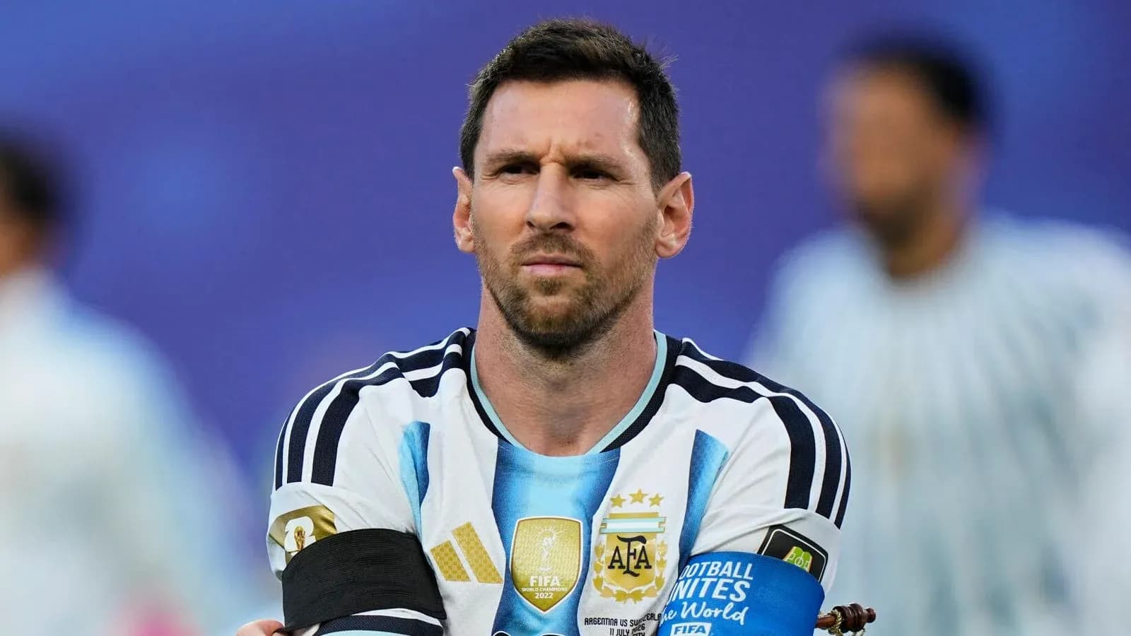 Jugador argentino en la ceremonia de inicio del partido Jugador argentino en la ceremonia de inicio del partido