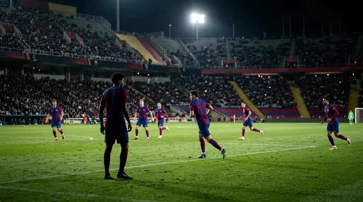 Jugadores del FC Barcelona en el campo durante el partido Jugadores del FC Barcelona en el campo durante el partido