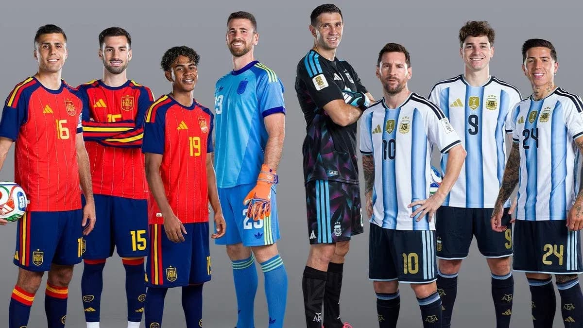 Jugadores de España y Argentina en la presentación Jugadores de España y Argentina en la presentación