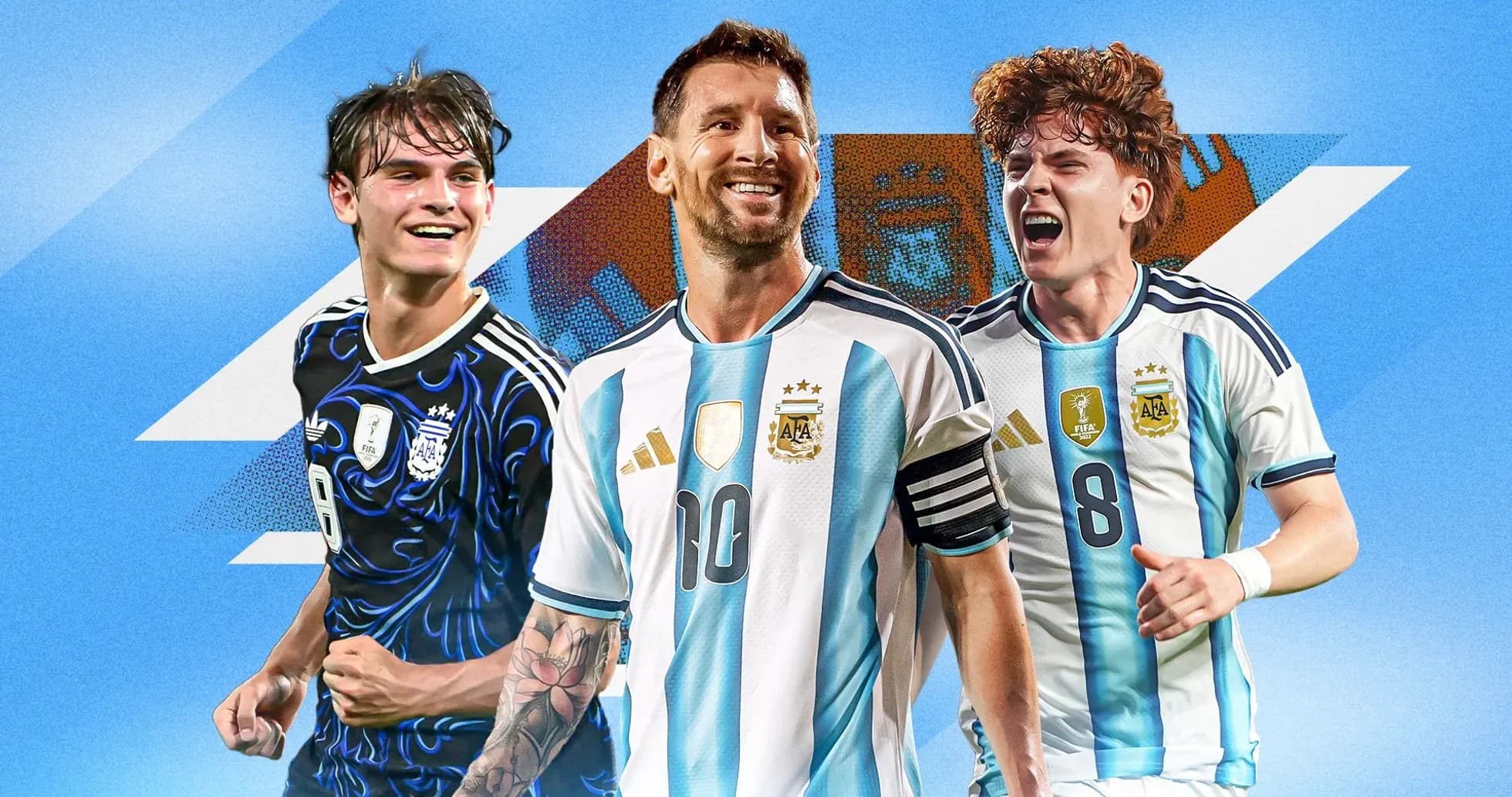 Jugadores de Argentina celebrando en fondo azul Jugadores de Argentina celebrando en fondo azul