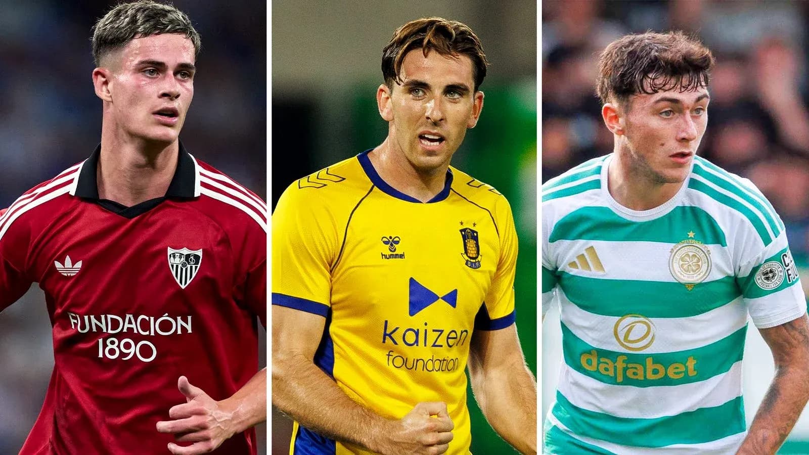 Tres futbolistas en acción durante un partido Tres futbolistas en acción durante un partido