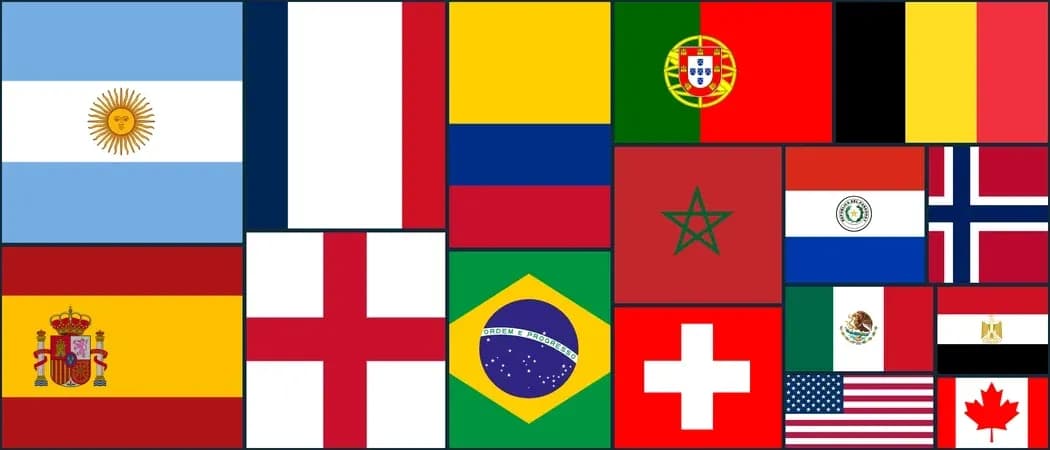 Banderas de diferentes países en un collage Banderas de diferentes países en un collage