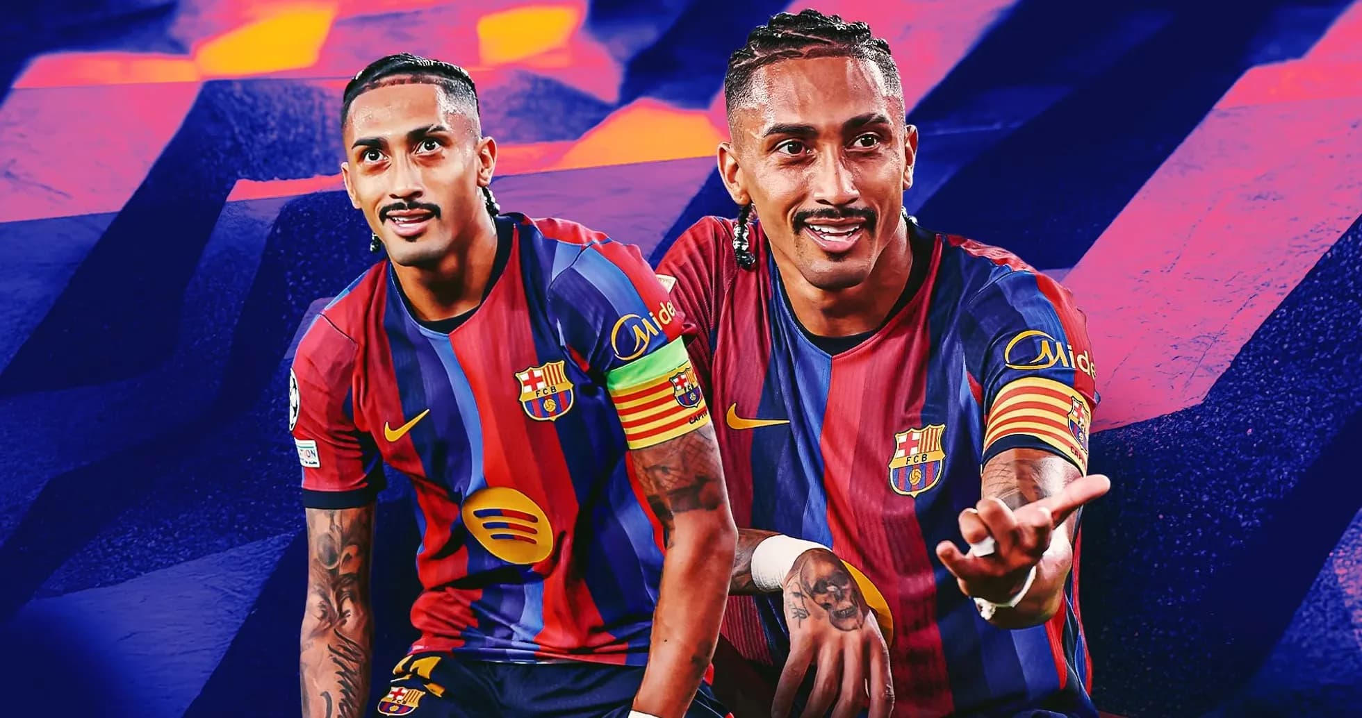 Jugador de FC Barcelona posando en uniforme oficial Jugador de FC Barcelona posando en uniforme oficial