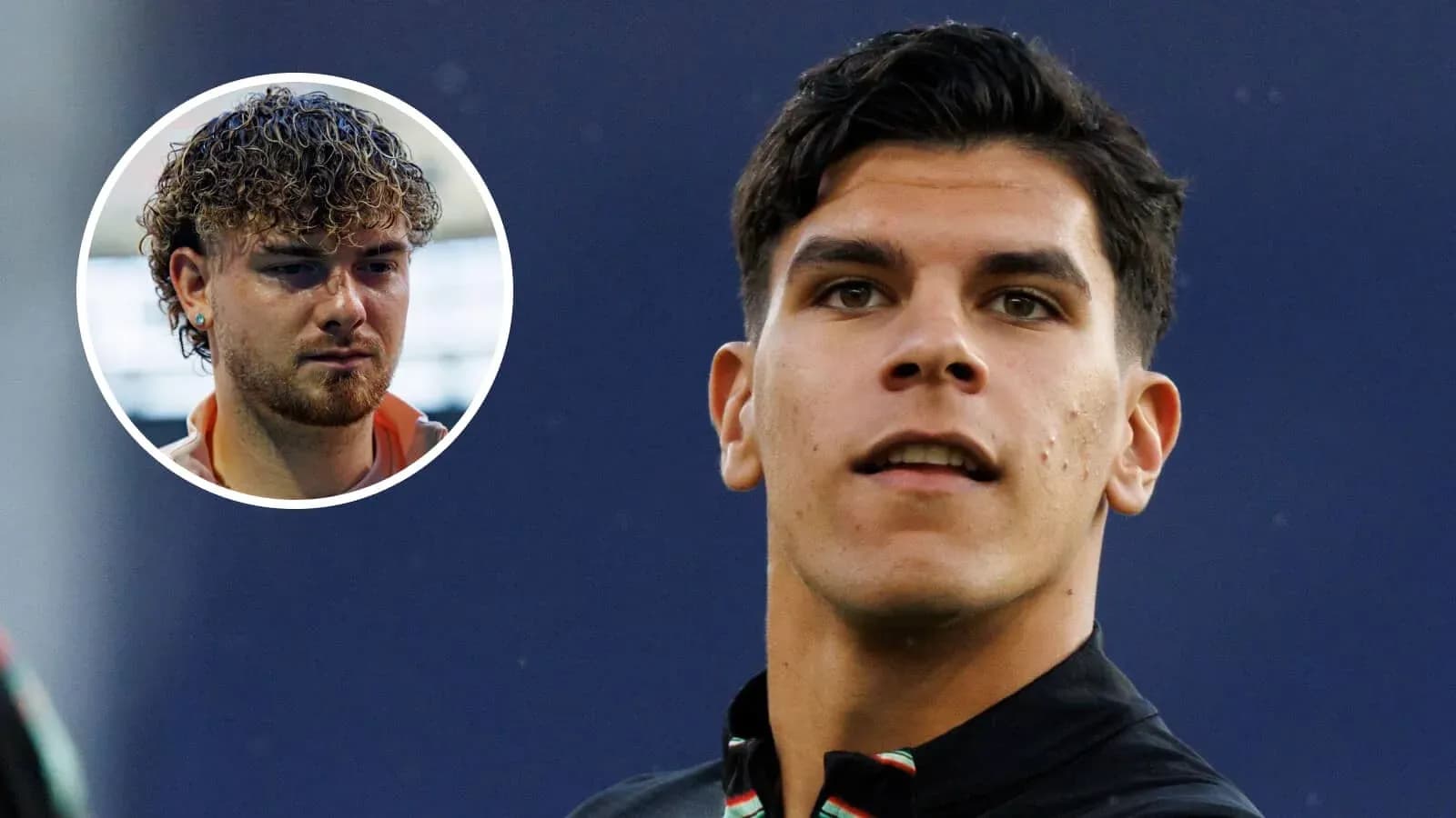 Dos jugadores en acción durante un entrenamiento Dos jugadores en acción durante un entrenamiento