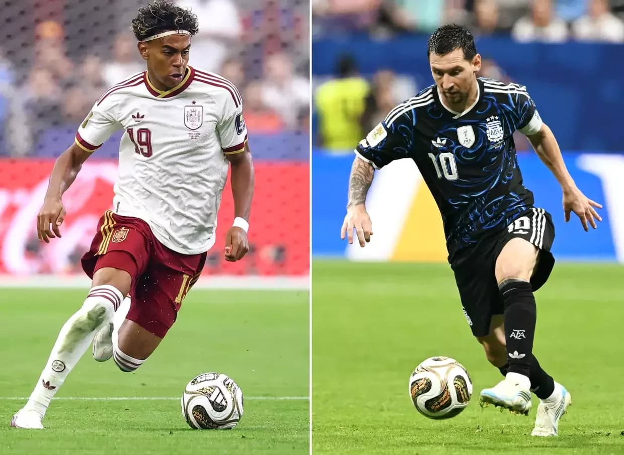 Jugadores de España y Argentina en el partido Jugadores de España y Argentina en el partido