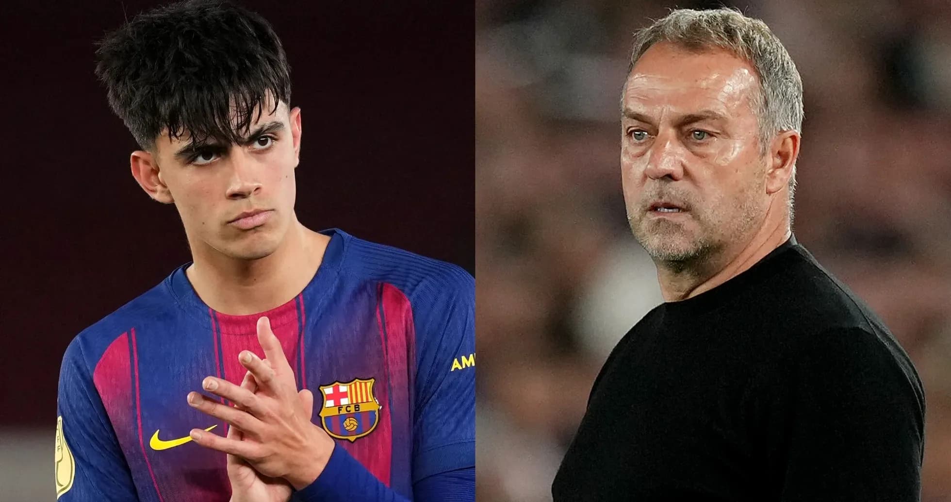 Jugador de Barcelona y entrenador en el partido Jugador de Barcelona y entrenador en el partido