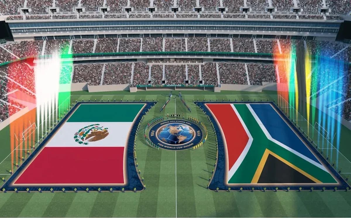 Banderas de México y Sudáfrica en el estadio Banderas de México y Sudáfrica en el estadio
