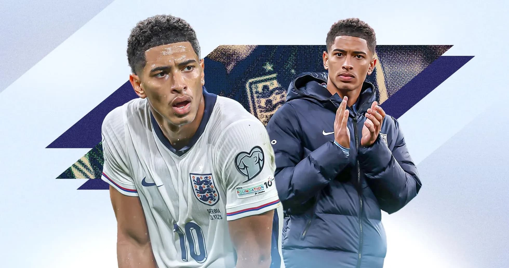 Jugador de Inglaterra en acción y en la banca Jugador de Inglaterra en acción y en la banca