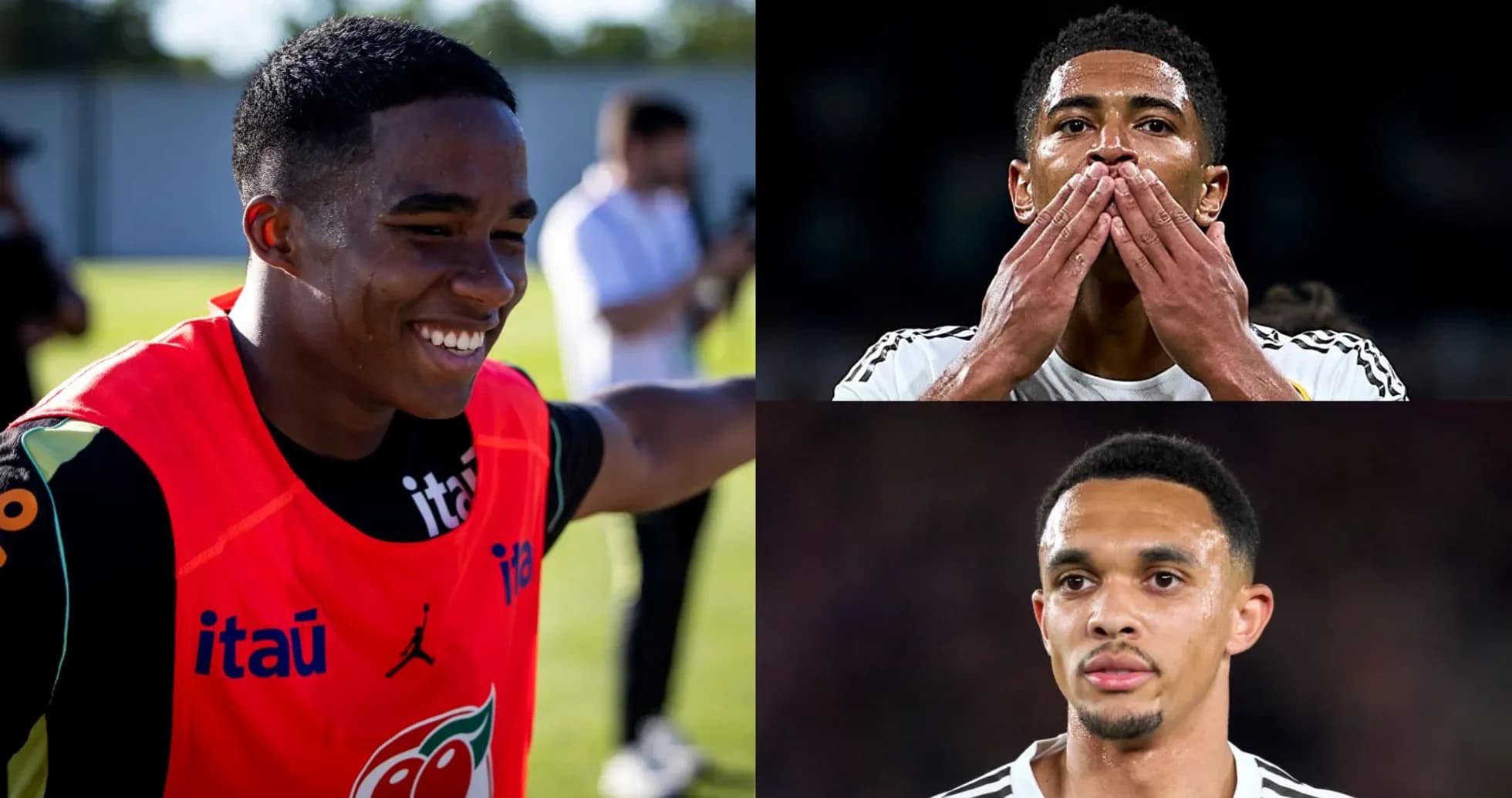 Tres jugadores de fútbol en diferentes acciones Tres jugadores de fútbol en diferentes acciones