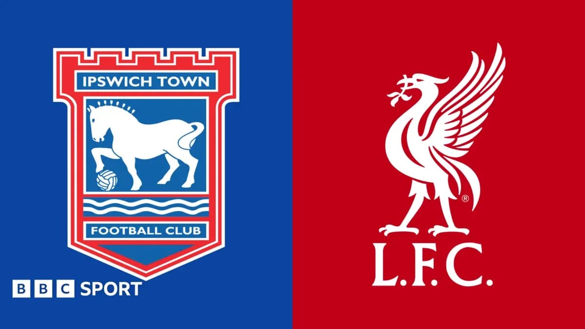 Logos de Ipswich Town y Liverpool FC en fondo colorido Logos de Ipswich Town y Liverpool FC en fondo colorido