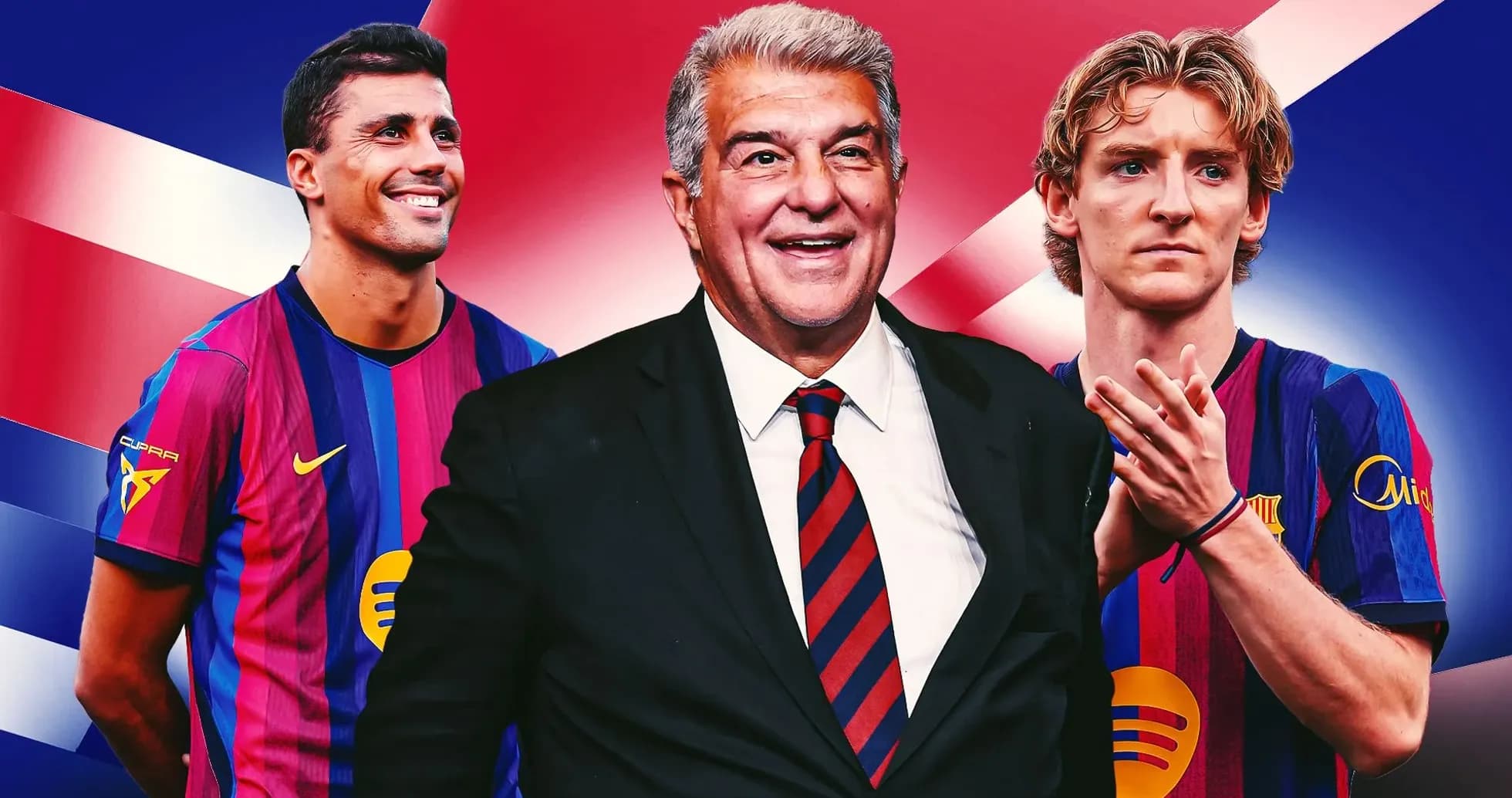 Jugadores del FC Barcelona y presidente en fondo colorido Jugadores del FC Barcelona y presidente en fondo colorido
