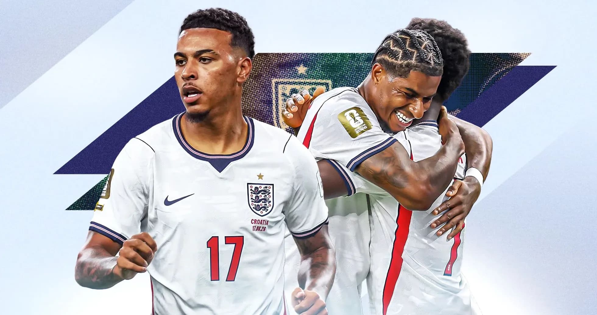 Jugadores de Inglaterra celebrando un gol juntos Jugadores de Inglaterra celebrando un gol juntos
