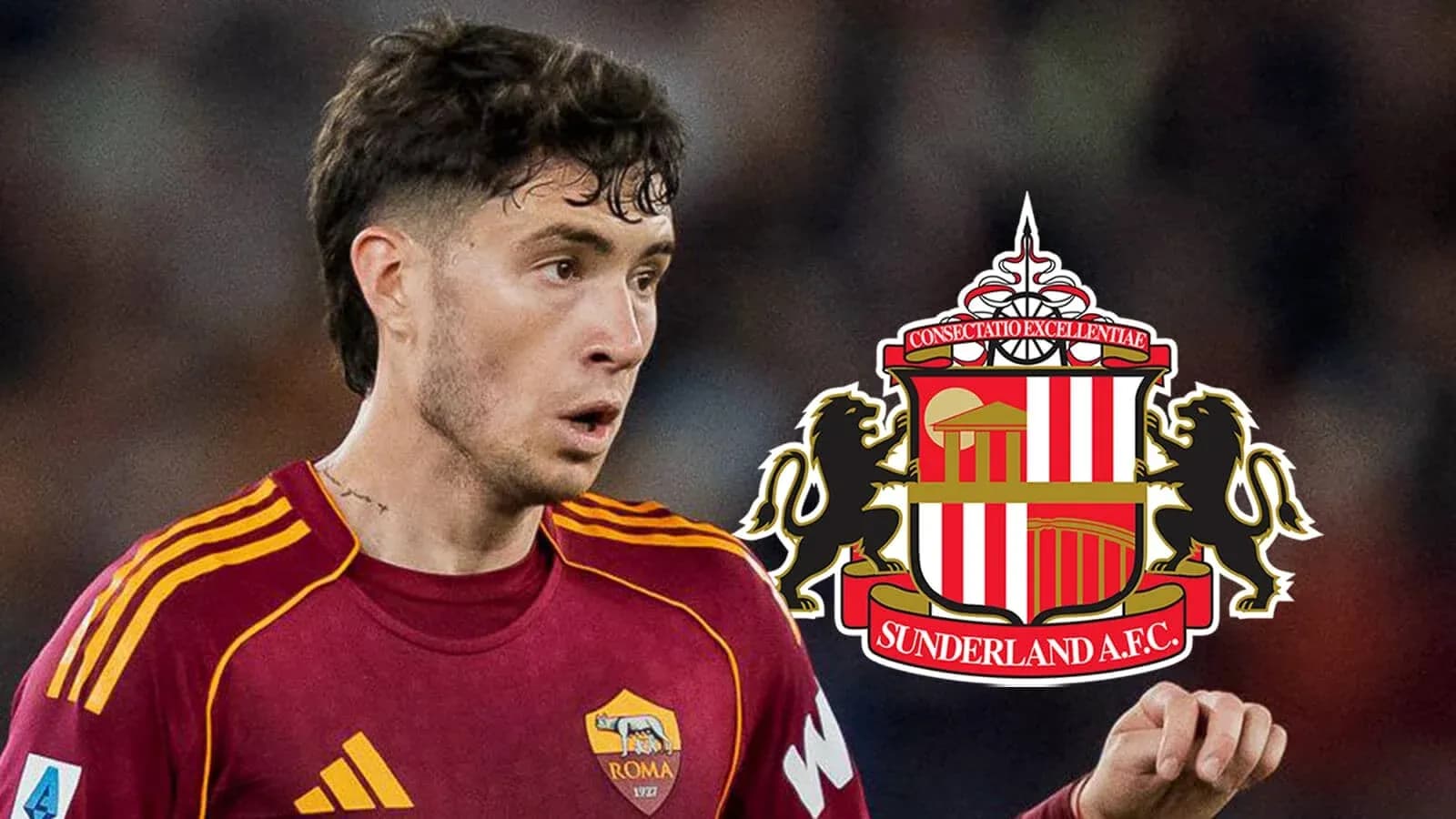 Jugador de la Roma con logo de Sunderland A.F.C. Jugador de la Roma con logo de Sunderland A.F.C.