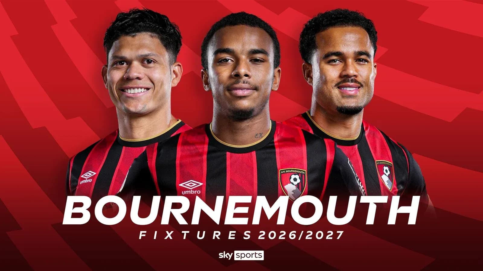 Tres jugadores de AFC Bournemouth posando juntos Tres jugadores de AFC Bournemouth posando juntos