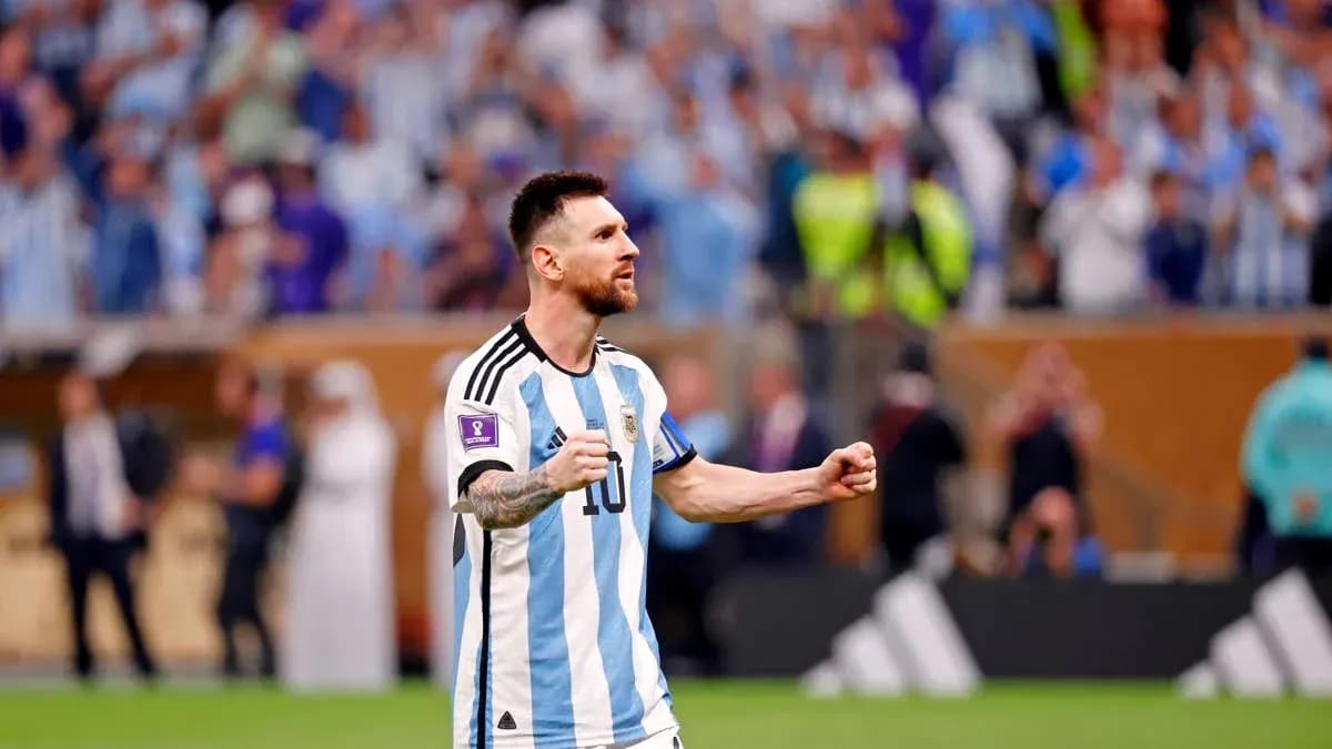 Lionel Messi celebrando en el partido de Argentina Lionel Messi celebrando en el partido de Argentina