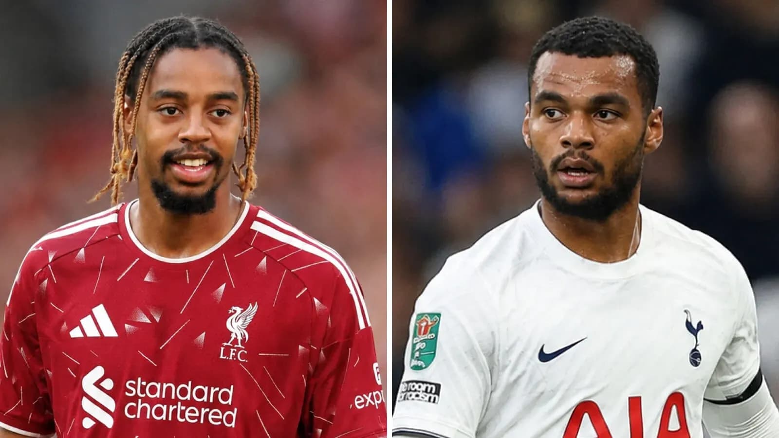 Jugadores de Liverpool y Tottenham en uniforme Jugadores de Liverpool y Tottenham en uniforme